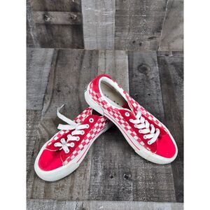 MUDD Canvas Sneakers Shoes Red White Checkered Laced Womens Sz 7.5 NICE